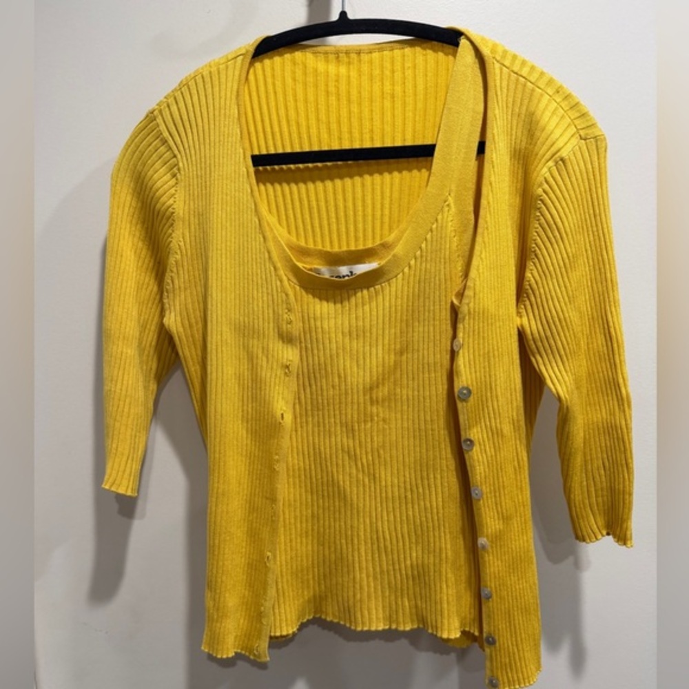 Joseph A Vibrant Yellow Ribbed Cardigan